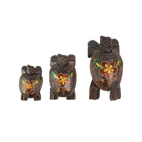 SET DE 3 TORTUGAS DECORATIVAS DE MADERA-1