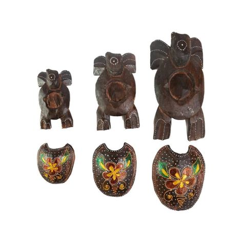 SET DE 3 TORTUGAS DECORATIVAS DE MADERA-2