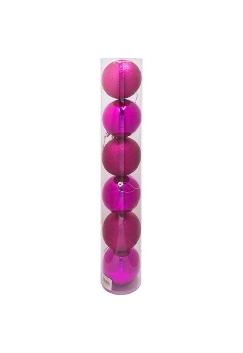 Set de 6 esferas navideñas de 10 cms color fucsia-0