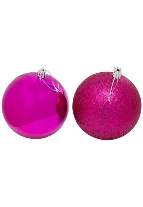 Set de 6 esferas navideñas de 10 cms color fucsia-1