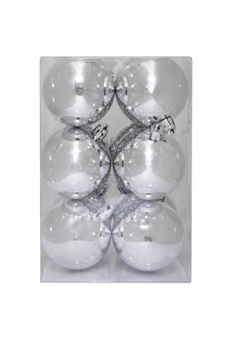 Set de 12 esferas 6 cms color plata-0