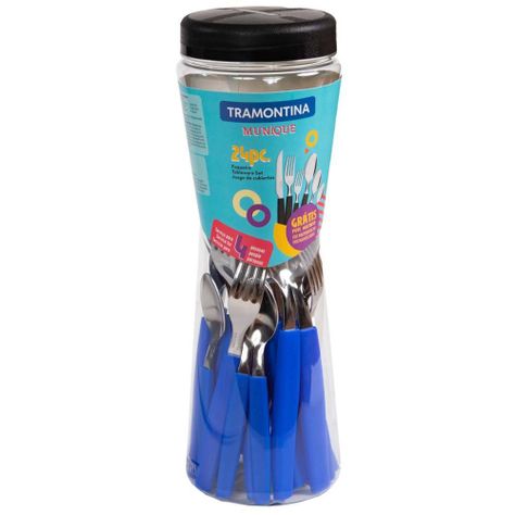 JUEGO DE CUBIERTOS 24 PIEZAS AZUL PARA 4 PERSONAS-0