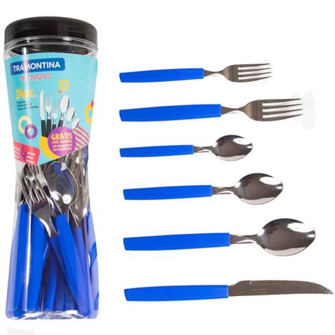 JUEGO DE CUBIERTOS 24 PIEZAS AZUL PARA 4 PERSONAS-1