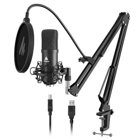 Micrófono profesional cardioide USB MAONO Kit AU-A04 Anti pop + Brazo Boom-0