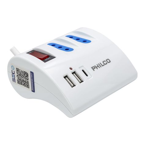 Extension De Escritorio AC USB tipo C Philco Blanco-1