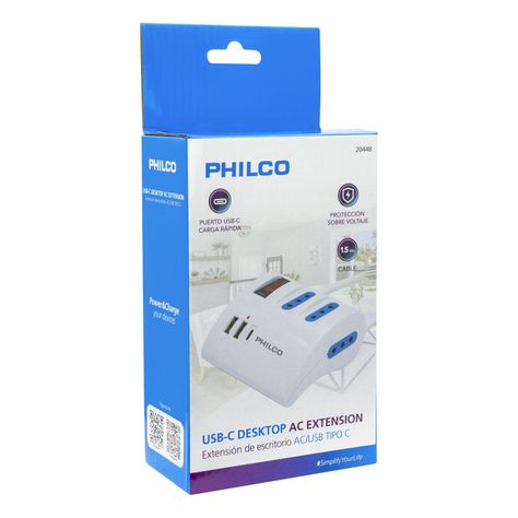 Extension De Escritorio AC USB tipo C Philco Blanco-4