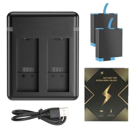 Cargador Doble + 2 baterías para GoPro Hero 12 / 11 / 10 / 9-1