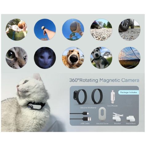 Cámara Deportiva para Mascotas y Acción con Collar HD A100 -3