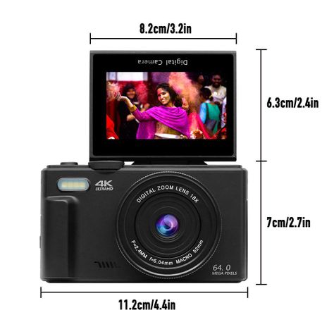 Cámara Fotografíca Digital 4K 30fps 64MP Pantalla Giratoria-7