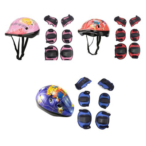 Casco Niño Muñequera Coderas Rodilleras Bici Skate -0