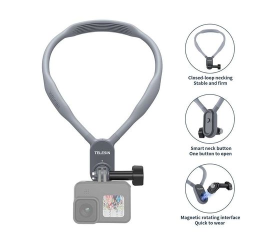 Soporte Cuello Magnetico para Cámaras Gopro u otras - Telesin-3