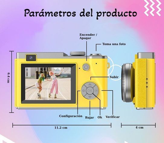 Cámara Retro Moda Digital 4K 64MP 16X para Niños y Adultos-7