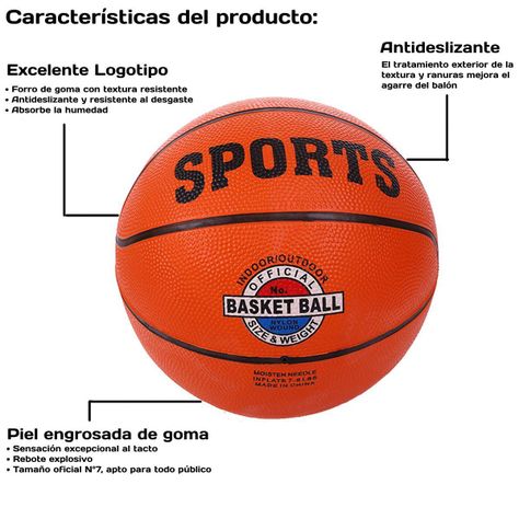 Balón De Basquetball Sports N°7 Basket-4
