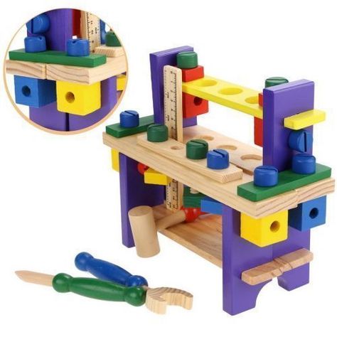 Banco De Herramientas De Madera Juguete Para Niños-1
