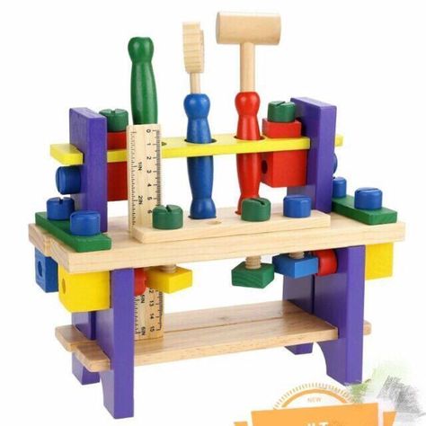 Banco De Herramientas De Madera Juguete Para Niños-0