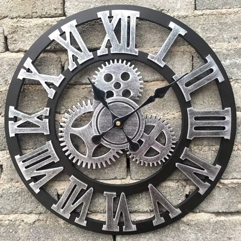 Reloj De Pared Números Romanos Espalda Abierta Elegante-1
