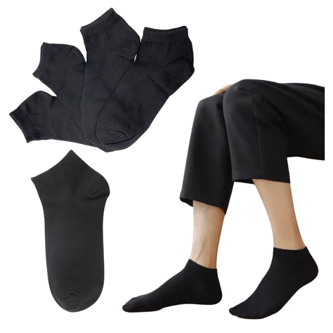 Pack 4 Pares Calcetines Largos Negros Lisos-0