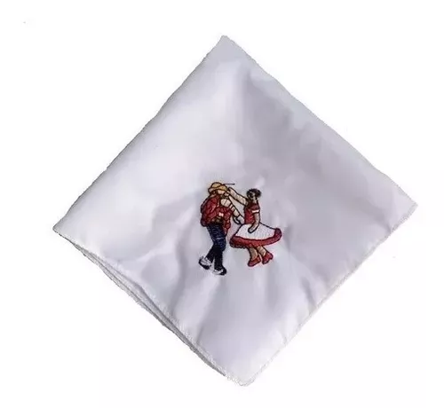 Pack 12 Pañuelos Blancos Bordados Baile Cueca-0