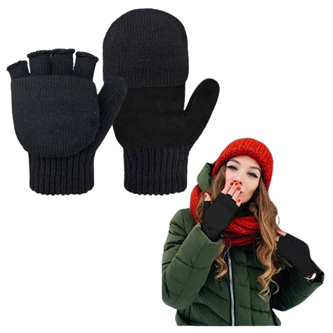 Pack 3 Guantes Térmicos De Invierno Sin Dedos Convertibles-0
