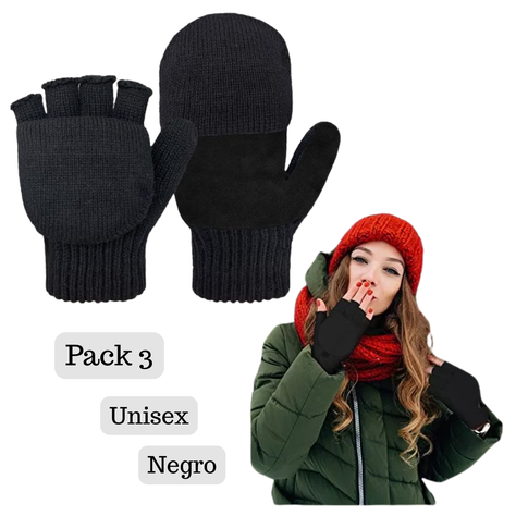 Pack 3 Guantes Térmicos De Invierno Sin Dedos Convertibles-1