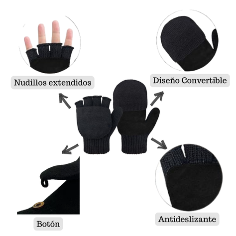 Pack 3 Guantes Térmicos De Invierno Sin Dedos Convertibles-2