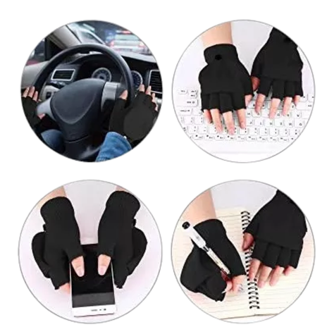 Pack 3 Guantes Térmicos De Invierno Sin Dedos Convertibles-3
