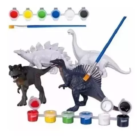 Dinosaurios Para Pintar A Tu Gusto 15cm Aprox + Pinturas-2