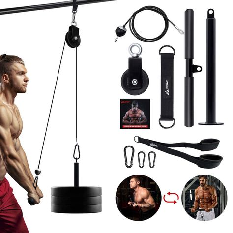 Set Polea Hogar Biceps/triceps +barra +cable +rueda +baston-0