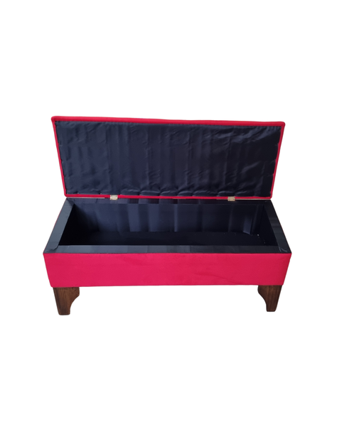 Banqueta Baúl Rojo Felpa Muebles Rimar-4