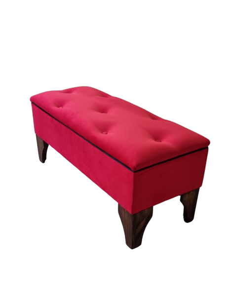 Banqueta Baúl Rojo Felpa Muebles Rimar-2