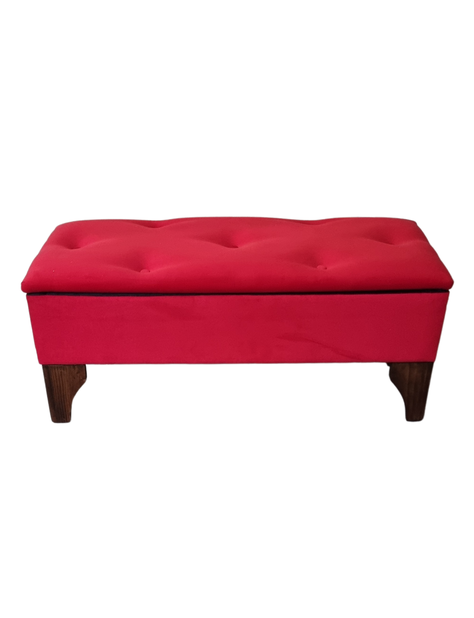 Banqueta Baúl Rojo Felpa Muebles Rimar-3