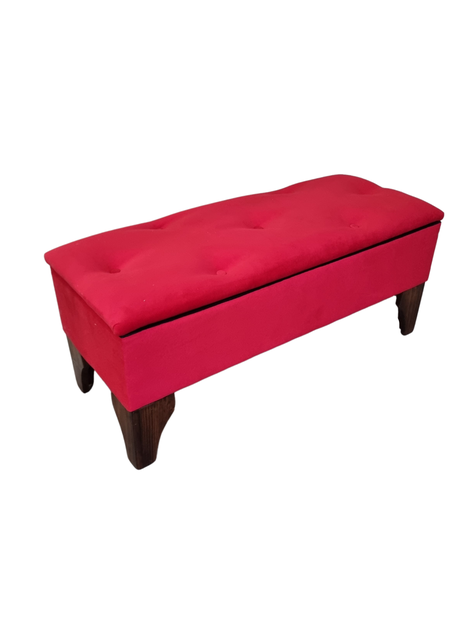 Banqueta Baúl Rojo Felpa Muebles Rimar-1
