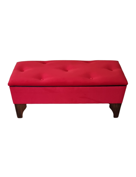 Banqueta Baúl Rojo Felpa Muebles Rimar-0