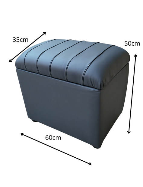 Baúl Tubular Gris Eco Cuero Muebles Rimar-2