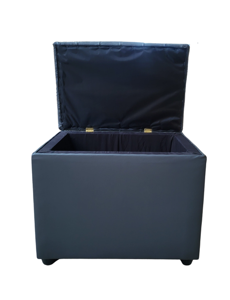Baúl Tubular Gris Eco Cuero Muebles Rimar-5