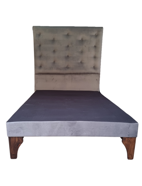 Cama 1.5P + Respaldo Gris a Piso + Colchón -4