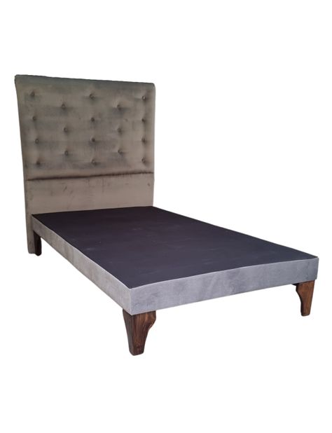 Base Cama Europea 1.5 plazas + Respaldo a Piso Gris Felpa -1