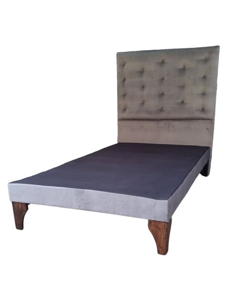 Base Cama Europea 1.5 plazas + Respaldo a Piso Gris Felpa -2
