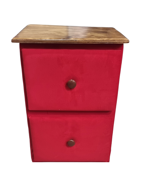 Velador Doble cajon Rojo Felpa Muebles Rimar-0