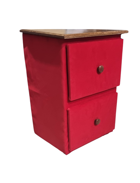 Velador Doble cajon Rojo Felpa Muebles Rimar-1