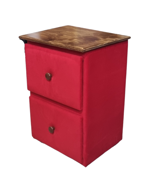 Velador Doble cajon Rojo Felpa Muebles Rimar-2