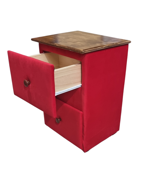 Velador Doble cajon Rojo Felpa Muebles Rimar-3
