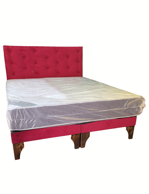 Cama Europea 2Plazas Burdeo Felpa -1