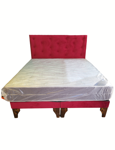 Cama Europea 2Plazas Burdeo Felpa -0
