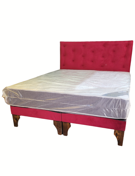 Cama Europea 2Plazas Burdeo Felpa -2