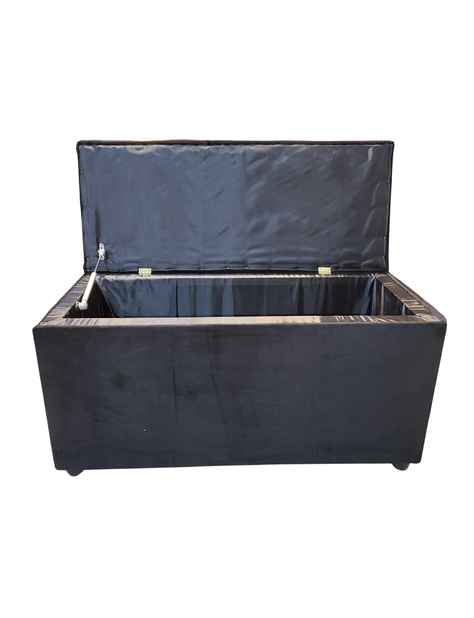 Baul Botone XL Negro Felpa  95X40X50X40 Rimar-7