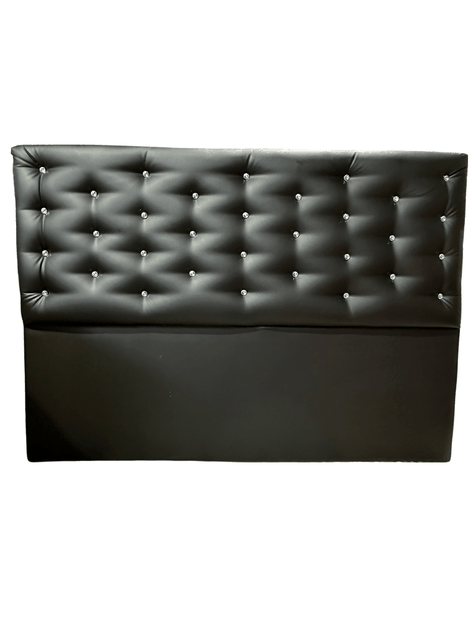 RESPALDO A PISO KING BOTON DIAMANTE NEGRO ECO CUERO -0