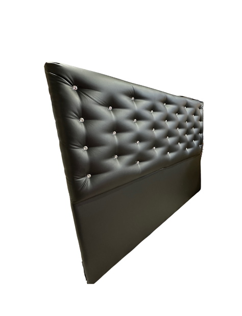 RESPALDO A PISO KING BOTON DIAMANTE NEGRO ECO CUERO -5