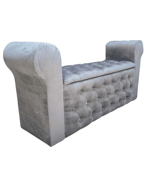 BANQUETA BAUL CON BRAZOS FELPA GRIS -0