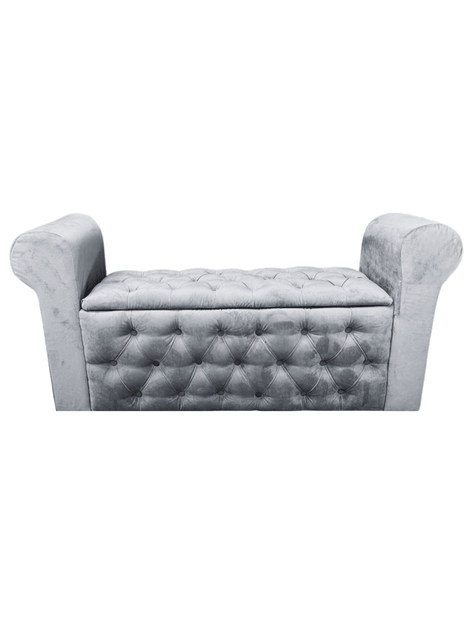 BANQUETA BAUL CON BRAZOS FELPA GRIS -1